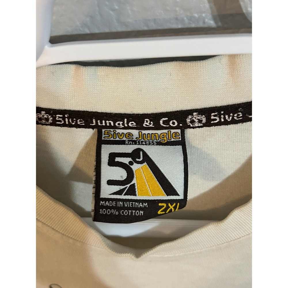 5ive Jungle & Co Mens 2XL Graphic T-Shirt Cream DJ Music NYC Streetwear Cotton - Picture 3 of 7
